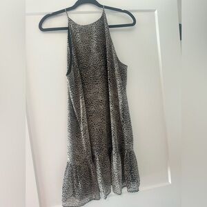 Elegant Black and Gray Leopard Print Dress